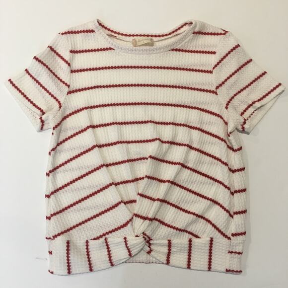 Altar'd State Twist Front Tee Sz S Short Sleeve White and Red Stripe T-Shirt - Picture 6 of 7